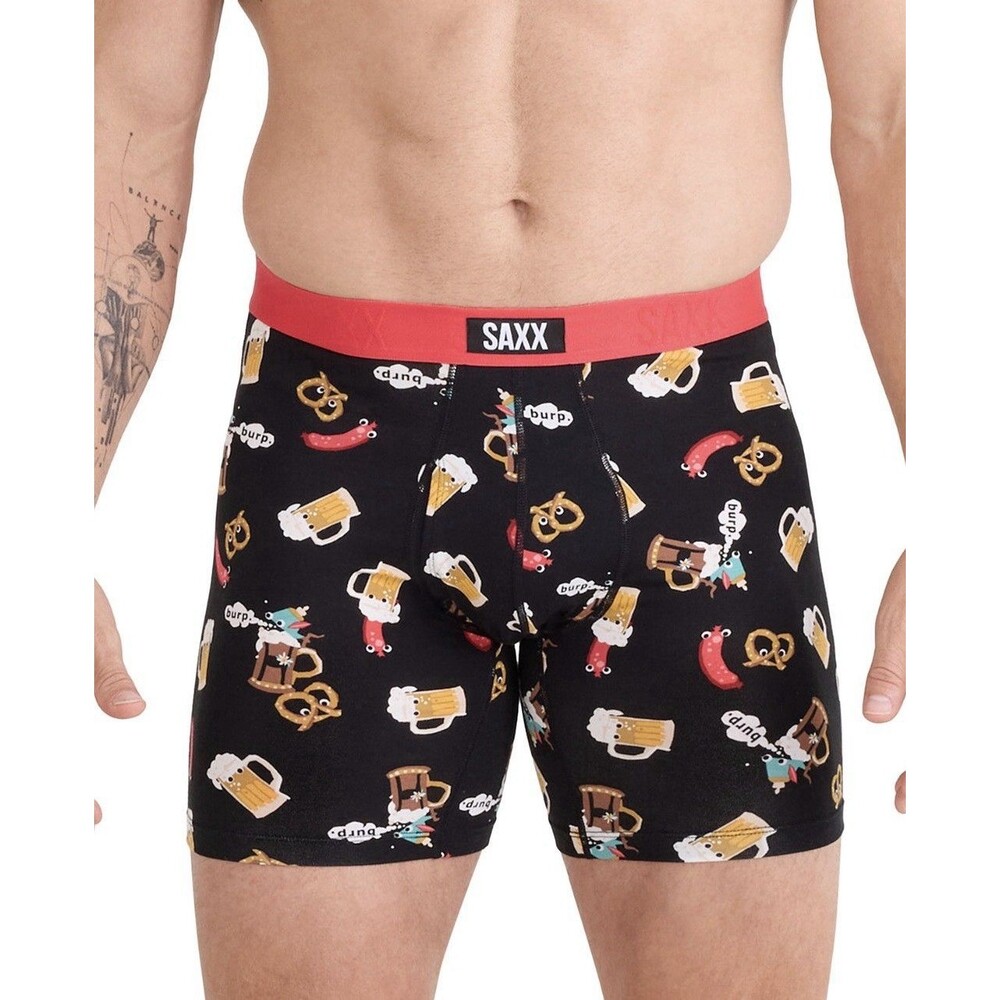 SAXX Men’s Vibe Xtra Slim-Fit Printed Boxer Briefs. Size S